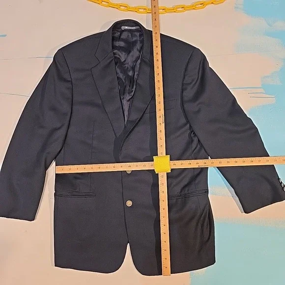 VTG Hickey Freeman Mens 40R Blazer Navy Cashmere‎ Wool St George Buttons USA 90s